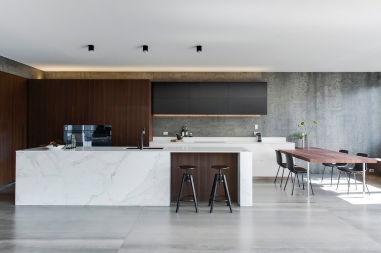 marmorkök med betongvägg minimalism idé design elegant