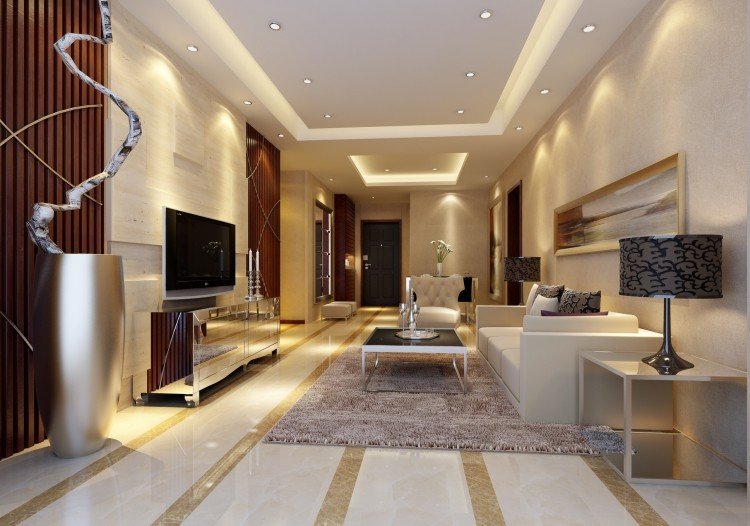 Marmorgolv hemma-vardagsrum-vit-beige-brun-soffa-vit-blank-speglad-yta-lyx-