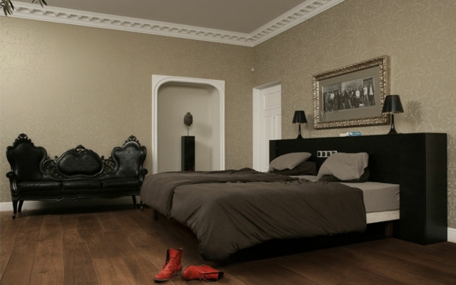 Körsbärsgolv sovrumsmöbler eklektisk klassiker