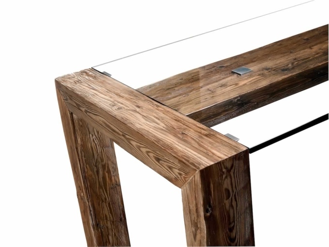 Massivt trä möbelbord design glasplatta modern