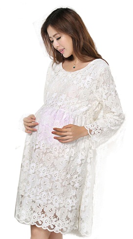 Λευκό φόρεμα εγκυμοσύνης