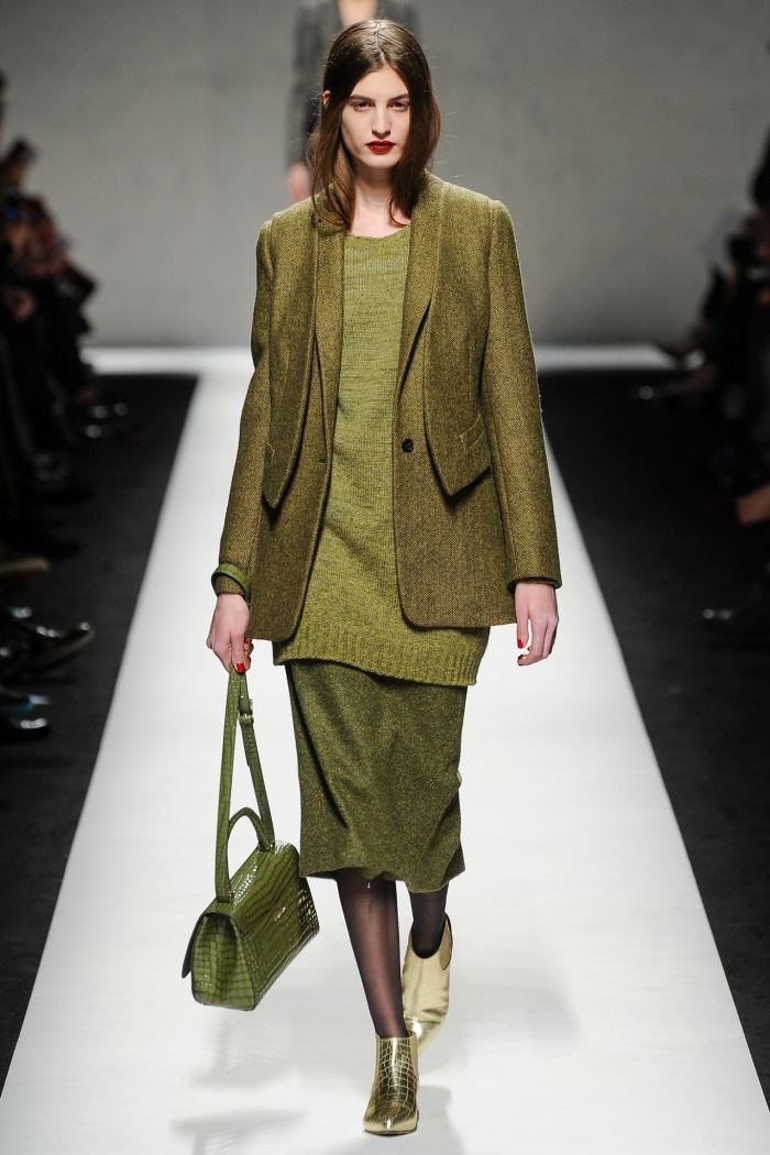 max-mara-mode-höst-2014. mossa-grön-oversize-blazer-lång-tröja-kjol