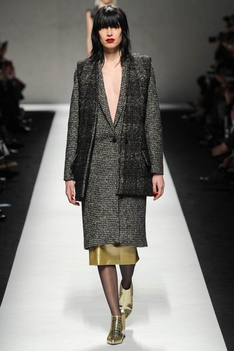 Max Mara mode höst 2014 knäbärande tweed-rock-vadderad väst