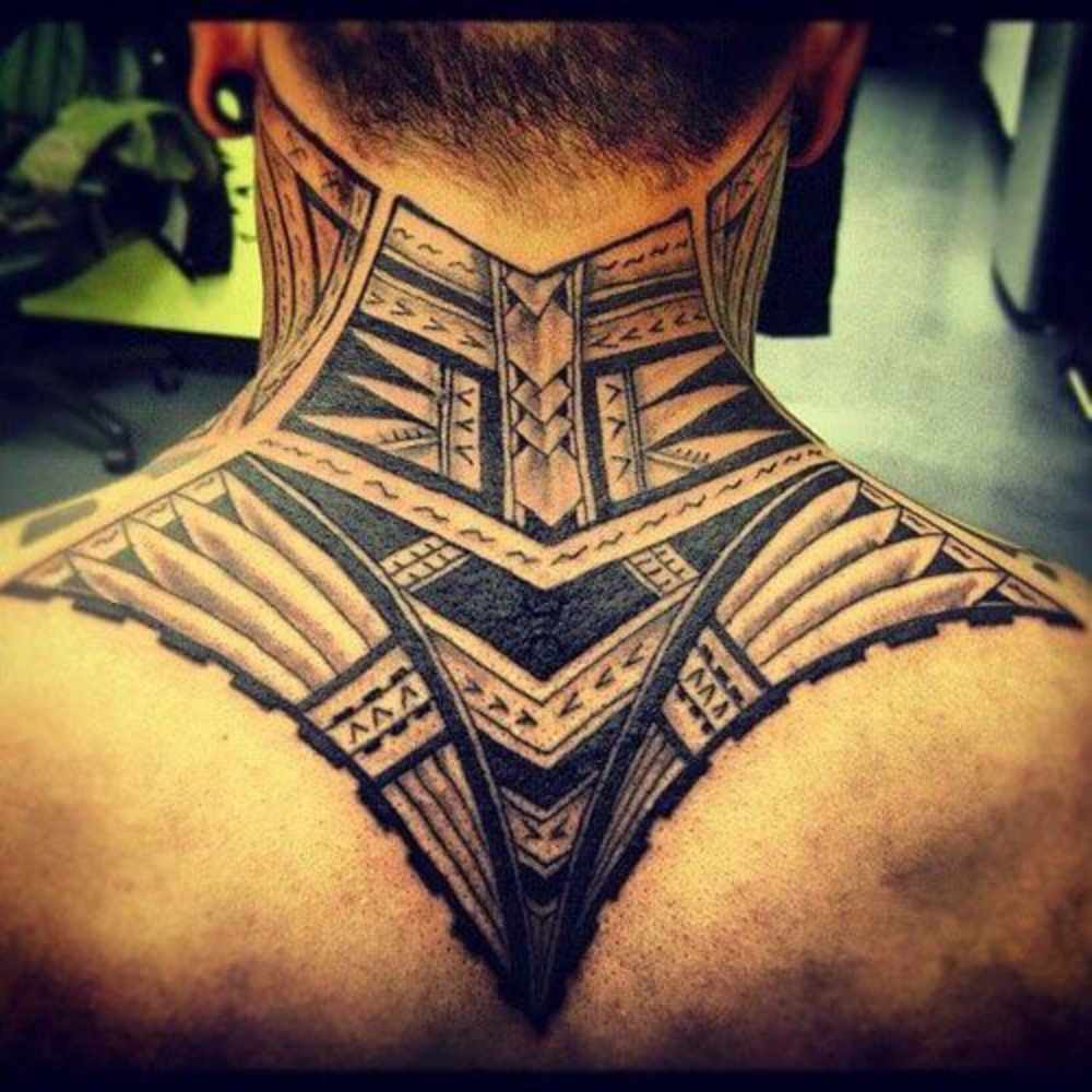 tribal hals tatueringar tillbaka indiska symboler