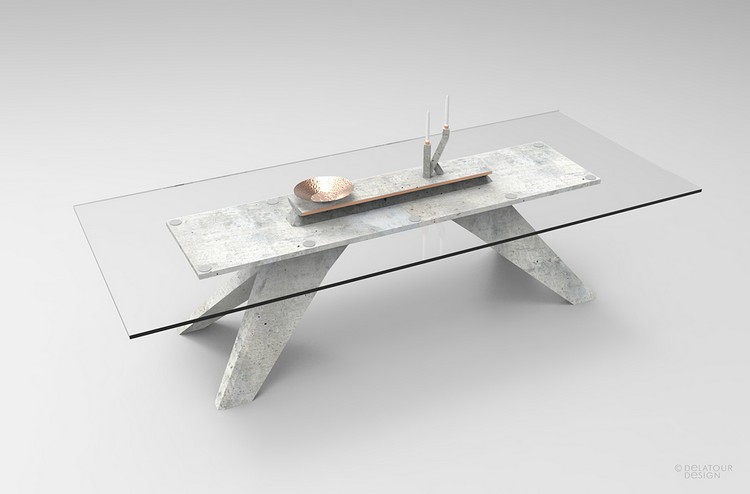 Betongmöbler lättare-matbord-glas-koppar-jimmy-delatour-design-lab