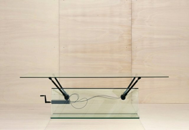 Kontorsbord helt glas höjdjusterbart modernt