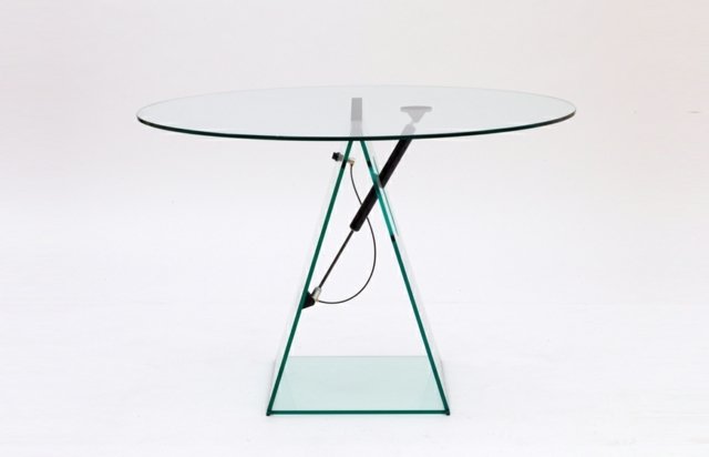 Möbeldesign rundbord hopfällbar platsbesparande glasskiva