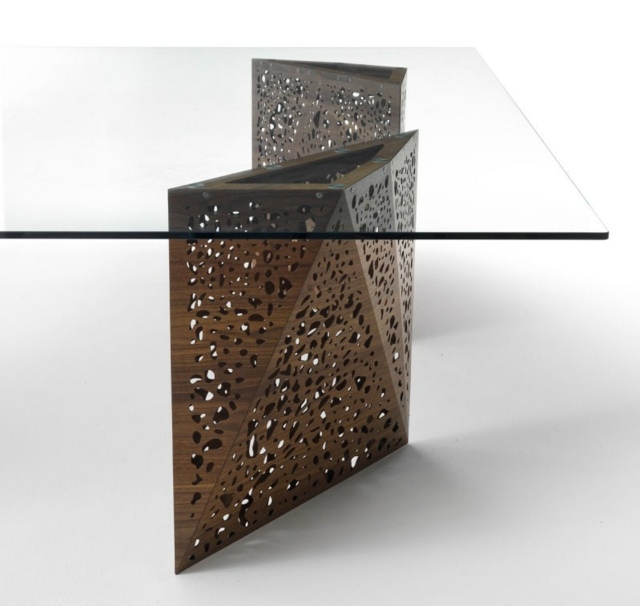 attraktiva träsnideri glas topp minimalistiska designmöbler