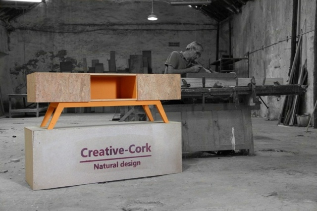 Cork möbler designer bitar byrå orange ben hylla