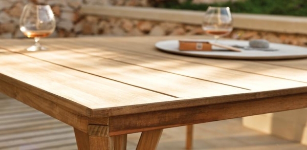 Syntesbord rektangulärt med bordsskivor i teak