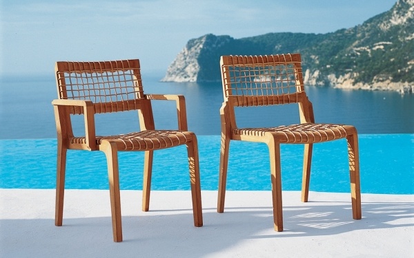 syntes-möbelkollektion unipiu-utomhus stolar-syntetfiber fiber teak