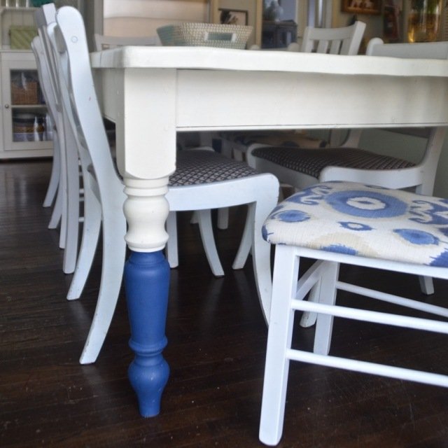 Krydda dina möbler själv dip dye bord ben blå vit