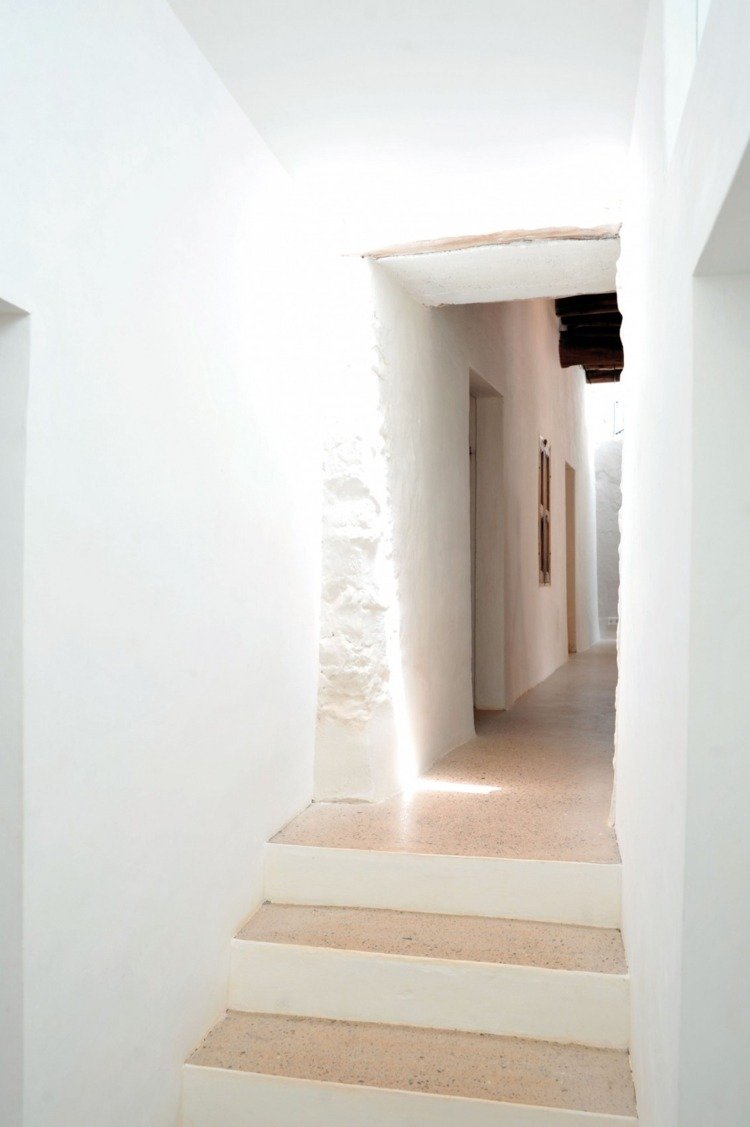 medelhavs-och-modern-inredning-enkel-hall-design-vita-väggar
