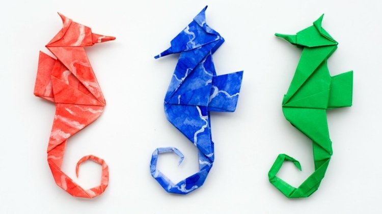 havsdjur pysslar med papper origami vik sjöhäst