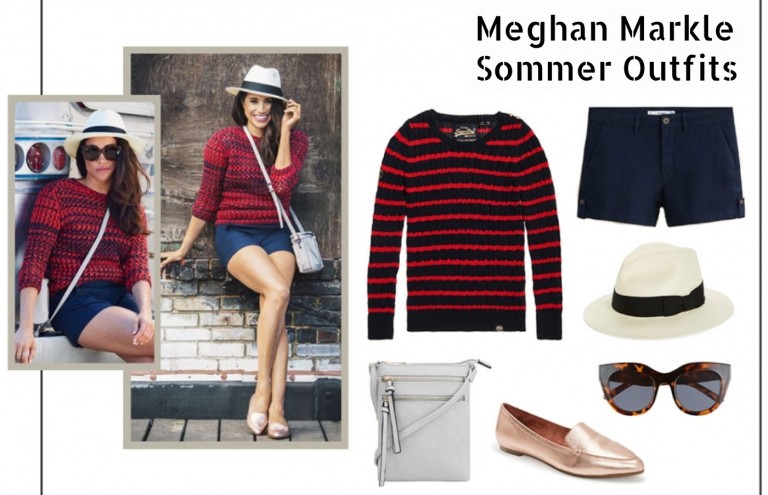 Meghan Markle Summer Outfit Tröja Navy Shorts Vacation Ideas