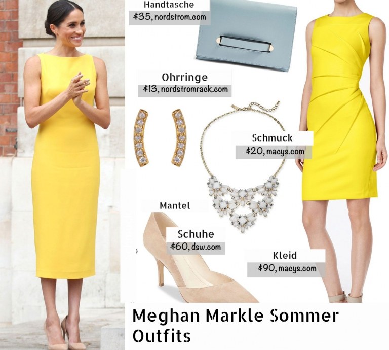 Meghan Markle sommar outfityellow klänning smycken skor örhängen