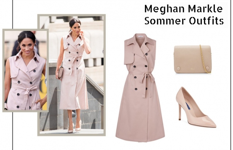 Meghan Markle sommarkläder skjorta klänning knappar krage rodnad rosa beige skor krage