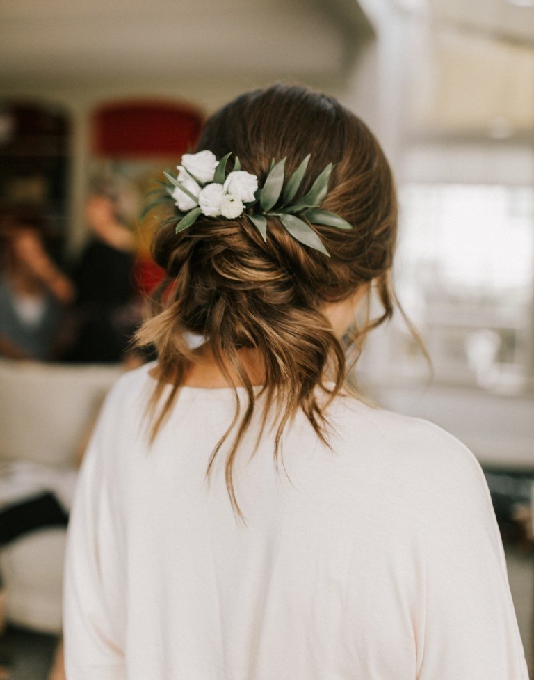 Messy Bun Hairstyles Floral Updo Boho Style