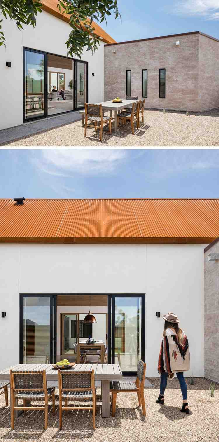 metall tak rost-look hus innergård matplats