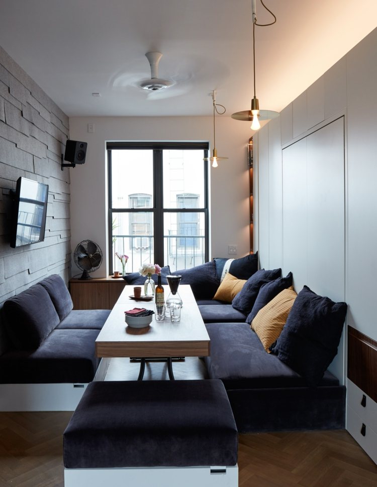 mikro lägenhet liv redigerad 2 vardagsrum bord anpassningsbar