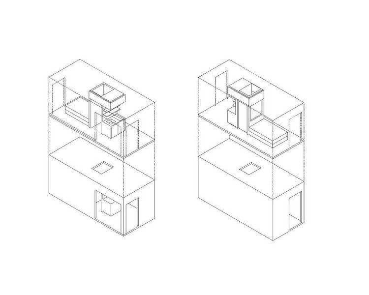 ritning mini-lägenhet koncept rum distribution