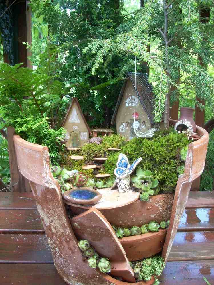 Mini-trädgård design lera-kruka-trädgård-tinker-kreativt