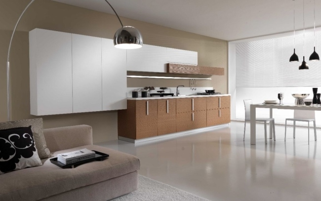 minimalism kök vit träkombination utan handtag väggenheter