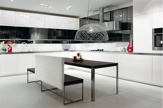 minimalism kök högglans vit svart bänkhängslampa