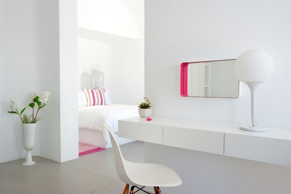 rosa accenter minimalism idéer för sovrum i vitt