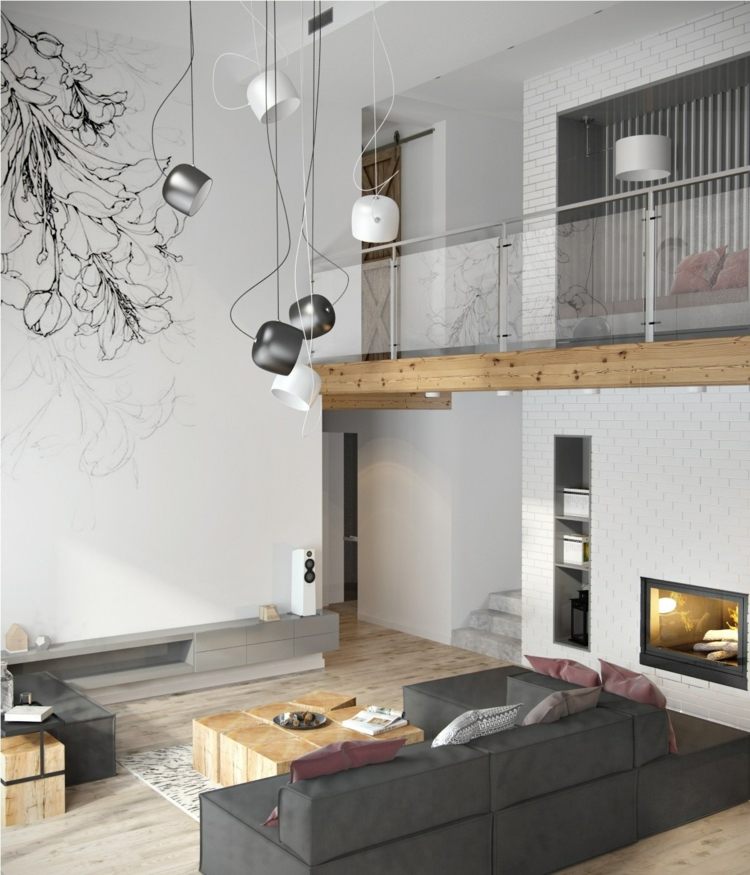 loft-vardagsrum-hängande-lampor-minimalistisk