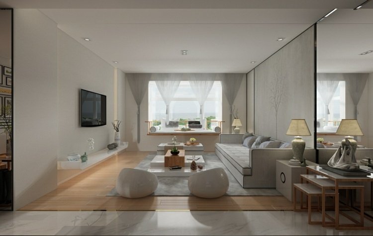 levande minimalistiskt vardagsrum-vit-vägg-måla-enkla-möbler-modernt