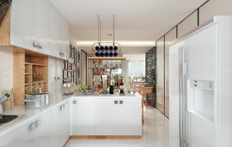 minimalistisk-levande-litet-kök-vita-skåp-högglans