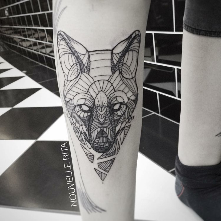 djur-tatueringar-geometriska-räv-minimalistisk-konst-idé-nouvelle