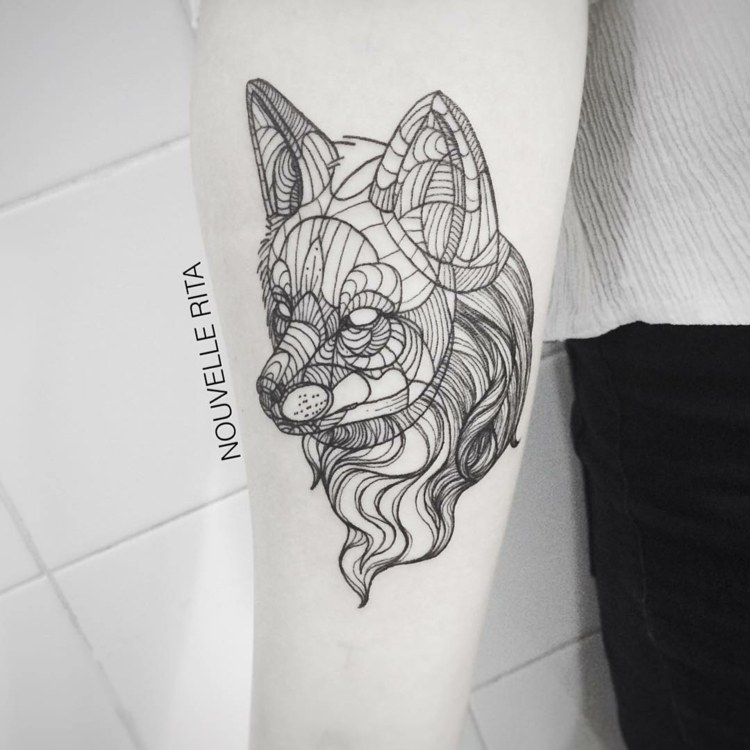 geometriska djur tatueringar varg-idé-vildmark-tema-underarm