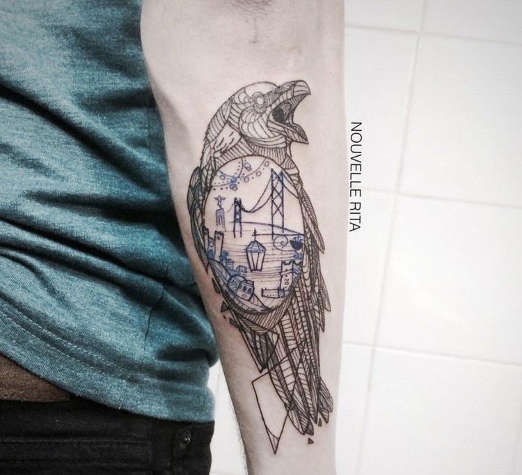 djur-tatueringar-geometriska-fågel-arkitektur-motiv-golden-gate-amerika-fjäderdräkt