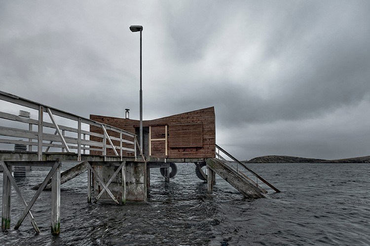 bastu på piren över vatten norsk resort