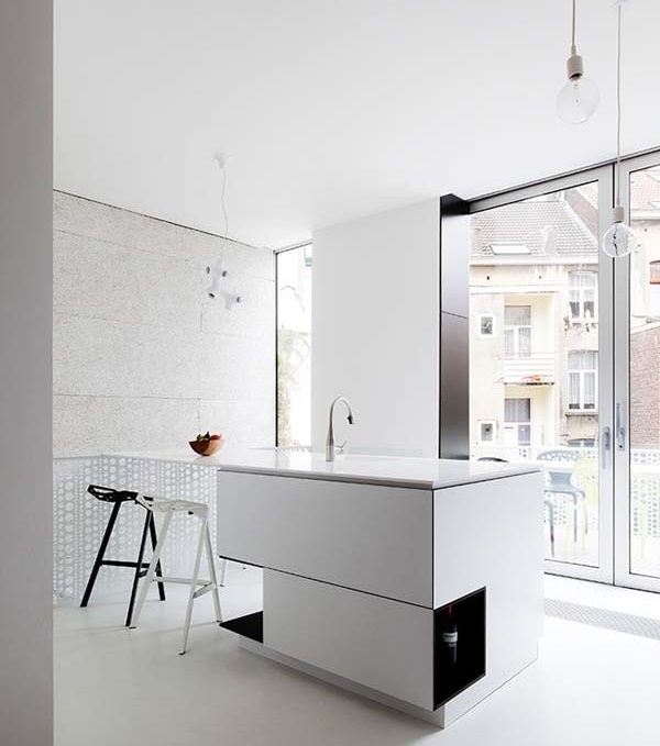 Island vit kök design barstol