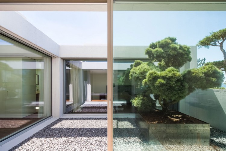minimalistisk-trädgård-interiör-trädgård-grus-småsten-tall-japansk