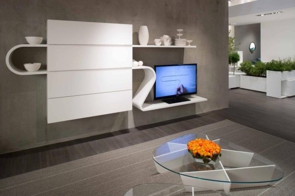 Vardagsrumsidéer möbler väggdel-vita Novamobili italienska möbler