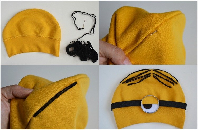 gör minionkostym själv instruktioner gul hatt hår