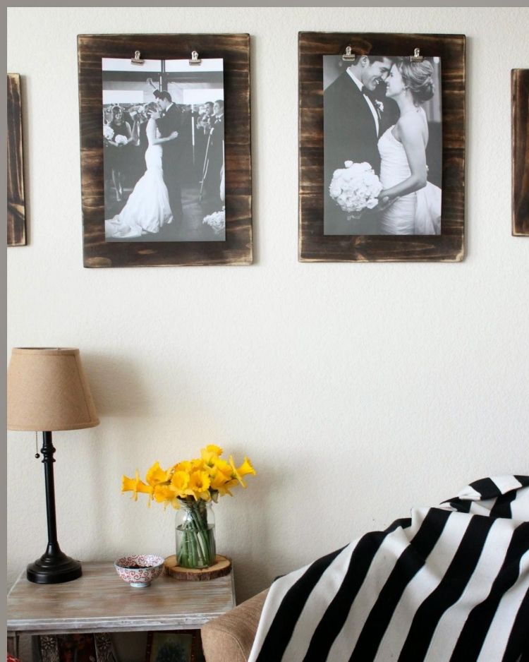 bildram-dekorera-idéer-gör-själv-trä-vintage-svart-vit-foton-bröllop