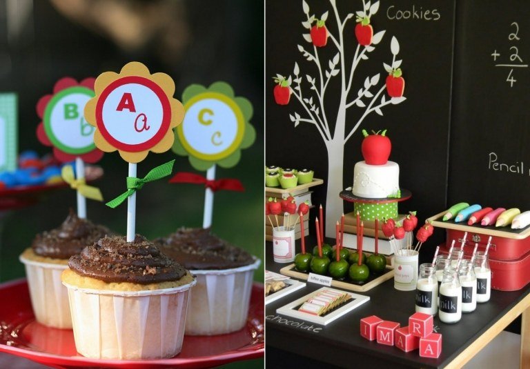 Idé för att dekorera cupcakesna med bokstäver som etiketter