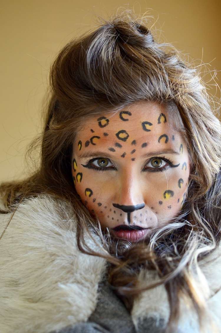 karnevalsmink-idéer vuxna som leopardsmink