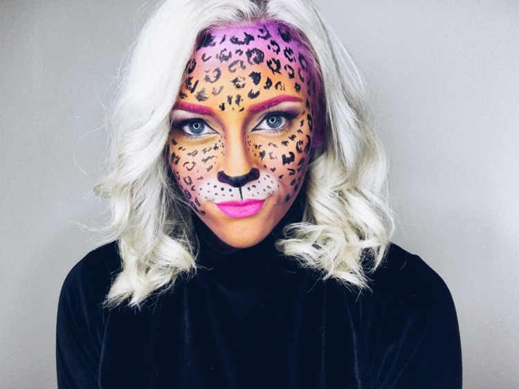 ansiktsmålning damsmink i leopardfärg
