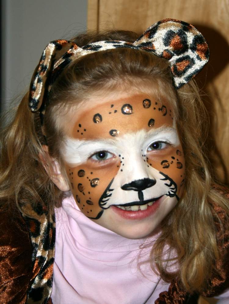 barn till karneval leopard make-up hela ansiktet