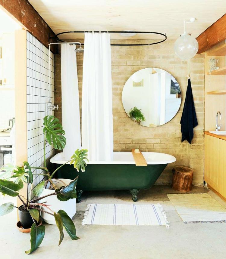 växter-badrum-fönster-blad-bad-badkar-grönt-fristående-dusch-gardin-spegel-handduk