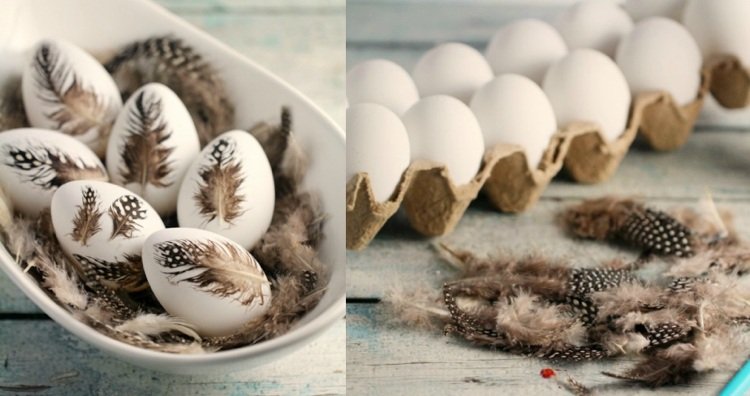 Fjädrar tinker ägg påsk enkel idé