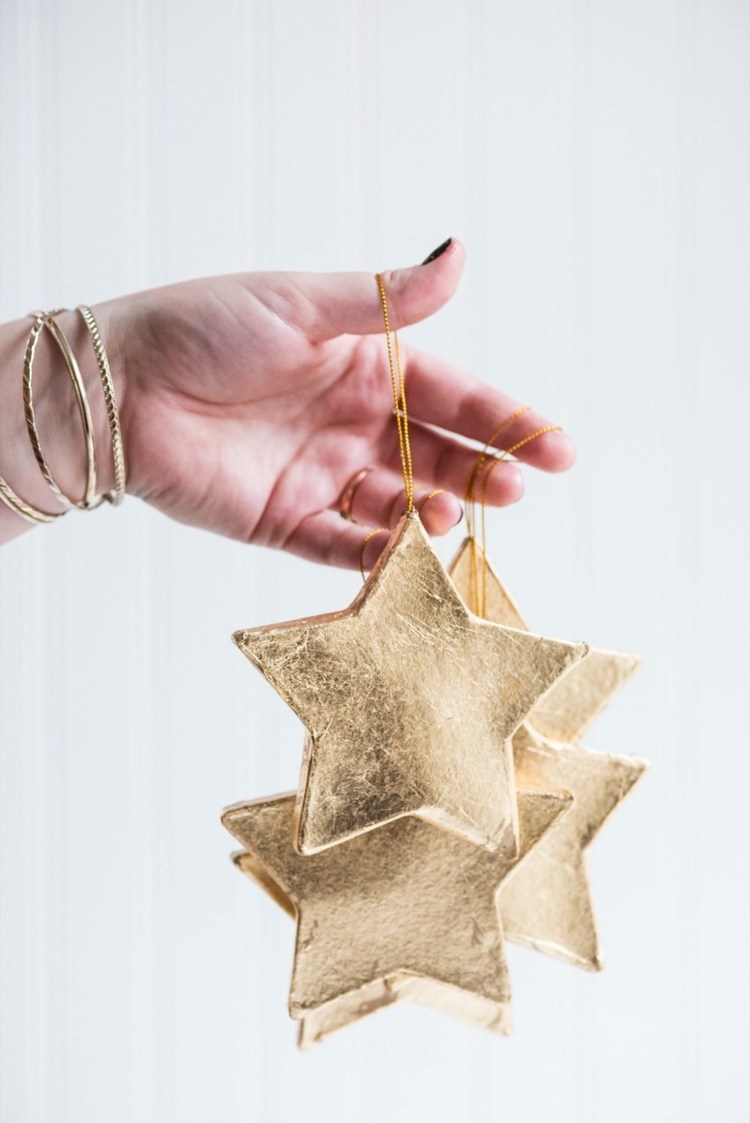 tinker julstjärnor med guldfolie dekorera diy julgran