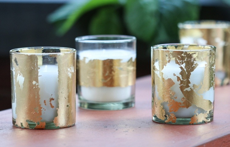 tinker guldfolie lykta dekorera diy idéer jul