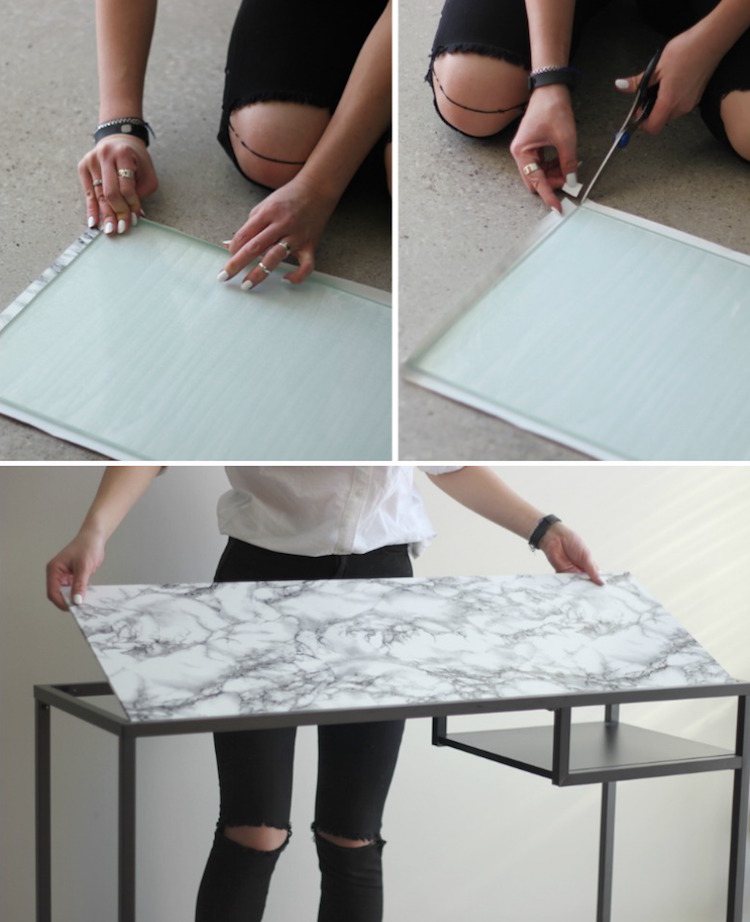 Lim-folie-möbler-krydda-instruktioner-dator-bord-marmor-svart-vit